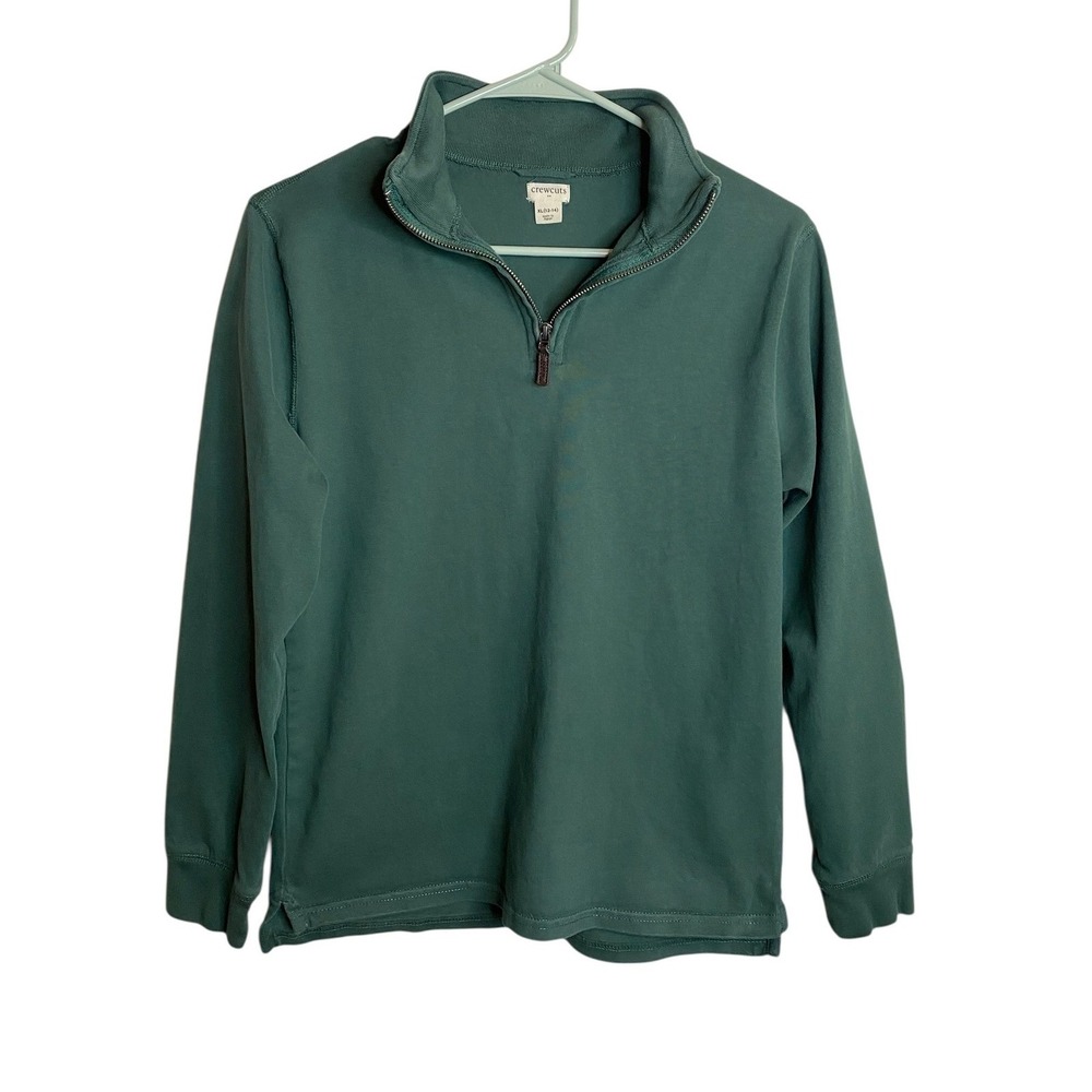 Crewcuts J Crew Boys XL 12-14 Hunter Green Quarter Zip Pullover Sweater Cotton